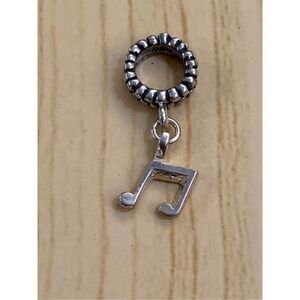 .925 Vintage Music Note dangly from Ornate Ring Sterling Silver Jewelry Charm